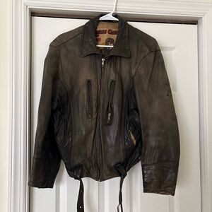 Charles Chevignon Paris Vintage Pilot's Leather Jacket Brown MEDIUM.